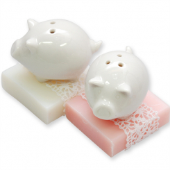 Sheep milk soap 35g decorated with a pig, Classic/peony 