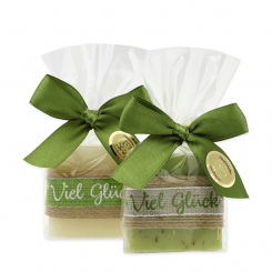 Sheep milk soap 35g "Viel Glück" in a cellophane, Classic/verbena 