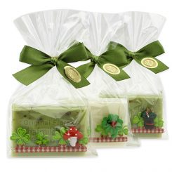 Sheep milk soap 100g decorated with a lucky charm in a cellophane, sorted 