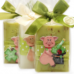 Sheep milk soap 100g decorated with a pig in a cellophane, Classic/verbena 