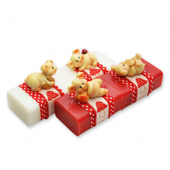 Sheep milk soap 100g decorated with a pig, Classic/pomegranate 
