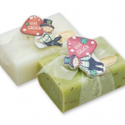 Sheep milk soap 100g decorated with lucky charm, Classic/verbena 