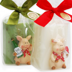 Sheep milk soap 100g decorated with a pig in a cellophane, Classic/verbena 