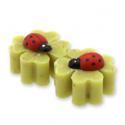 Sheep milk cloverleaf soap 14g decorated with a ladybug,  Verbena 