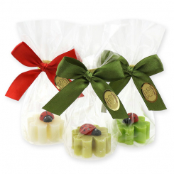 Sheep milk cloverleaf soap 14g decorated with a ladybug in a cellophane,  sorted 
