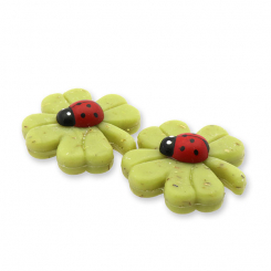 Sheep milk cloverleaf soap 32g decorated with a ladybug, Verbena 