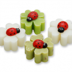 Sheep milk cloverleaf soap 14g decorated with a ladybug, sorted 