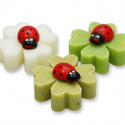 Sheep milk cloverleaf soap 25g decorated with a ladybug, sorted 