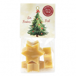 Schafmilchseife Stern midi 4x20g in Cello "Bunte Festtage Motiv 2, Zirbe 