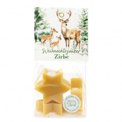Schafmilchseife Stern midi 4x20g in Cello "Weihnachtszauber-Motiv 25, Zirbe 