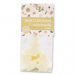 Schafmilchseife Tannenbaum mini 5x16g in Cello "Wintergruß", Classic 