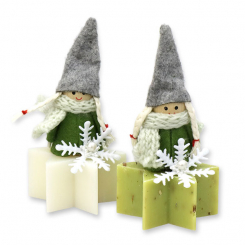Sheep milk soap star 40g decorated with a gnome, Classic/verbena 