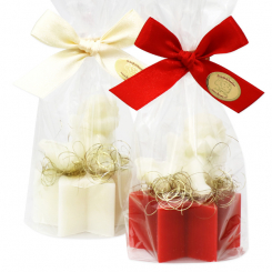 Sheep milk soap star 40g decorated with soap angel 20g in a cellophane, Classic/pomegranate 