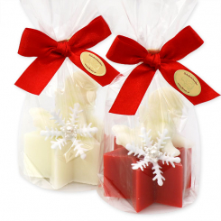 Sheep milk soap star 40g decorated with an angel 20g in a cellophane, Classic/pomegranate 