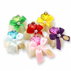 Schafmilchseife Stern midi plus 40g dekoriert mit Glasherz, Classic 