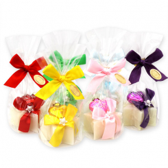 Sheep milk soap star 40g decorated with a heart in a cellophane, Classic 