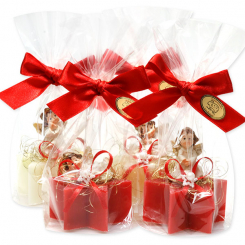 Sheep milk soap star 40g decorated with an angel in a cellophane bag, Classic/pomegranate 