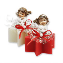 Sheep milk soap star 40g decorated with an angel, Classic/pomegranate 