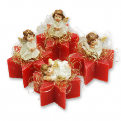 Sheep milk soap star 40g decorated with an angel, Pomegranate 