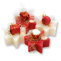 Sheep milk soap star 80g decorated with christmas decoration, Classic/pomegranate 