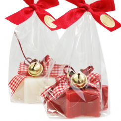 Schafmilchseife Stern 80g dekoriert mit Schelle in Cello, Classic/Granatapfel 