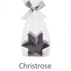 Sheep milk soap star 80g, in a cellophane, Christmas rose silver 