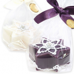 Sheep milk soap star 80g decorated with a star in a cellophane, Classic/elderberry 
