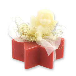 Sheep milk soap star 80g decorated with an angel 20g, Pomegranate 
