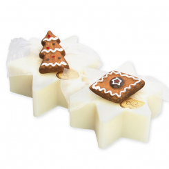 Sheep milk soap star 80g decorated with gingerbread decorations, Classic 