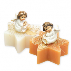 Sheep milk star soap 80g decorated with an angel, Classic/swiss pine 