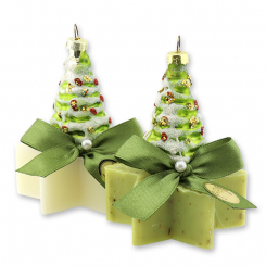 Sheep milk soap star 80g decorated with a christmas tree, Classic/verbena 