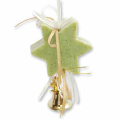 Sheep milk soap star 80g hanging, decorated with a bell, Verbena 