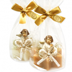Sheep milk star soap 80g decorated with an angel in a cellophane, Classic/swiss pine 