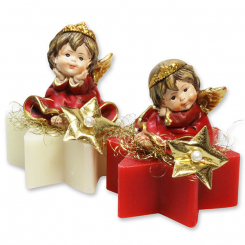 Sheep milk star soap 80g decorated with an angel, Classic/pomegranate 