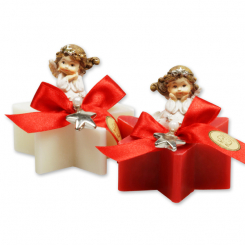 Sheep milk star soap 80g decorated with an angel, Classic/pomegranate 