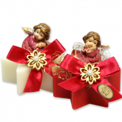 Sheep milk star soap 80g decorated with an angel, Classic/pomegranate 