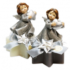 Sheep milk star soap 80g decorated with an angel, Classic/christmas rose silver 