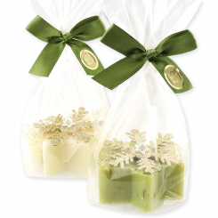 Sheep milk star soap 80g decorated with a snowflake in a cellophane, Classic/verbena 