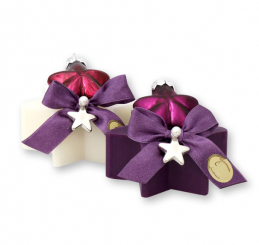 Sheep milk soap star 80g decorated with a starin, Classic/elderberry 