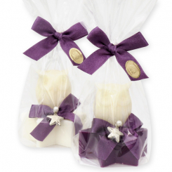 Sheep milk soap star 80g decorated with a soap owl 50g in a cellophane, Classic/elderberry 