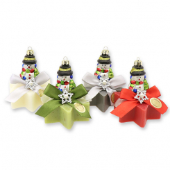 Schafmilchseife Stern 80g dekoriert mit Schneemann, sortiert 