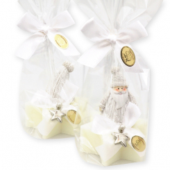 Schafmilchseife Stern 80g dekoriert mit Weihnachtsfigur in Cello, Classic 