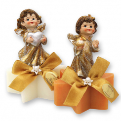 Sheep milk star soap 80g decorated with an angel, Classic/swiss pine 
