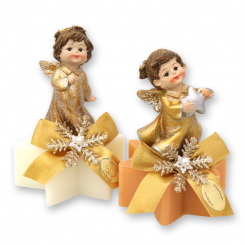 Sheep milk star soap 80g decorated with an angel, Classic/swiss pine 