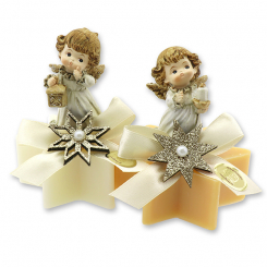Sheep milk star soap 80g decorated with an angel, Classic/swiss pine 