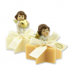Sheep milk soap star 80g decorated with an angel, Classic/swiss pine 