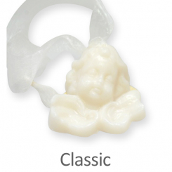 Schafmilchseife Engelskopf mit Flügel 30g, hängend mit Organzaband, Classic 