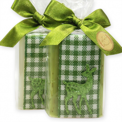 Sheep milk soap 100g decorated with a glitter deer in a cellophane, Classic/verbena 