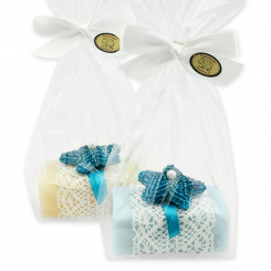 Sheep milk soap 100g, decorated with a star in a cellophane, Classic/Forget-me-not 