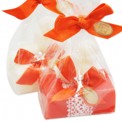 Sheep milk soap 100g decorated with lying soap angel 20g in a cellophane, Classic/blood orange 